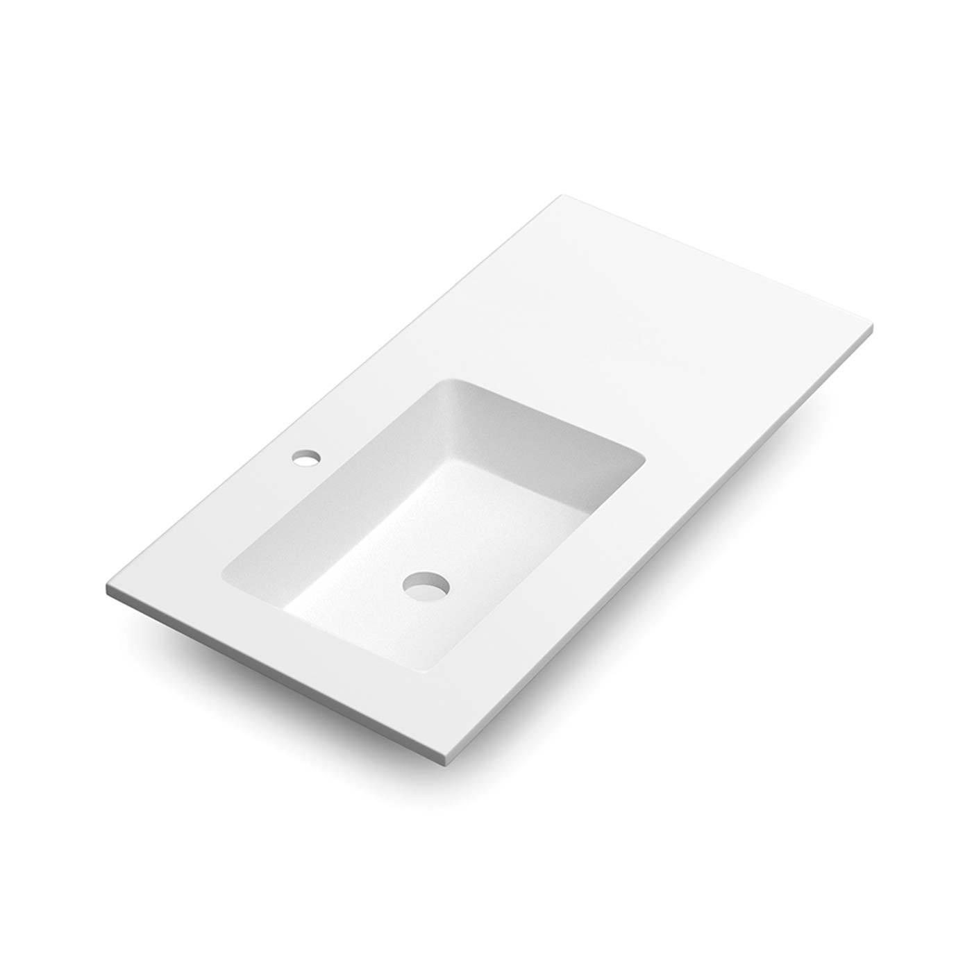 DAX Mara Matt White Basin Solid Surface Left Single Bowl 36 Inches