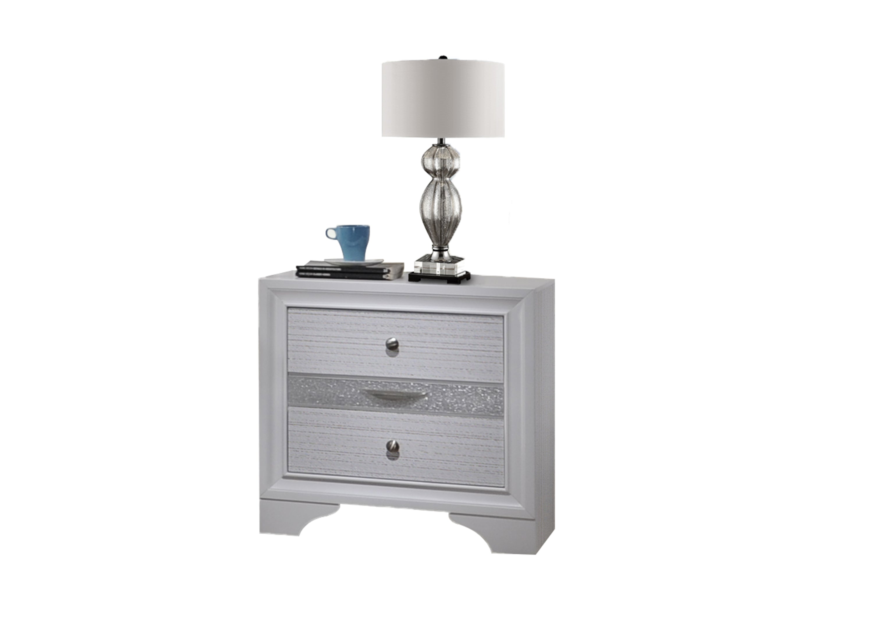 Matrix Traditional 2 Drawer Nightstand made with Wood in White