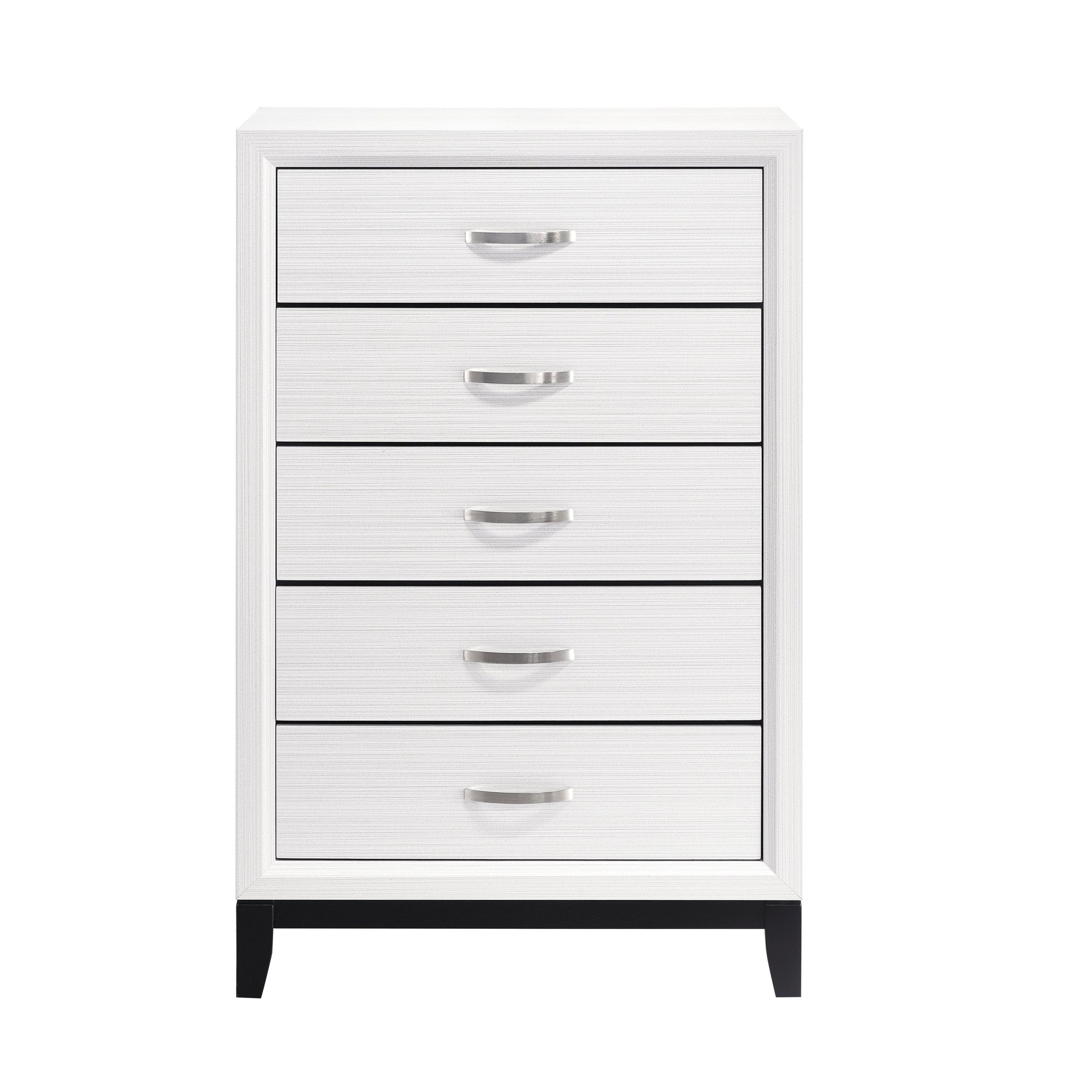 Modern Contemporary White Finish Storage Chest of 5x Drawers 1pc Wooden Bedroom Furniture