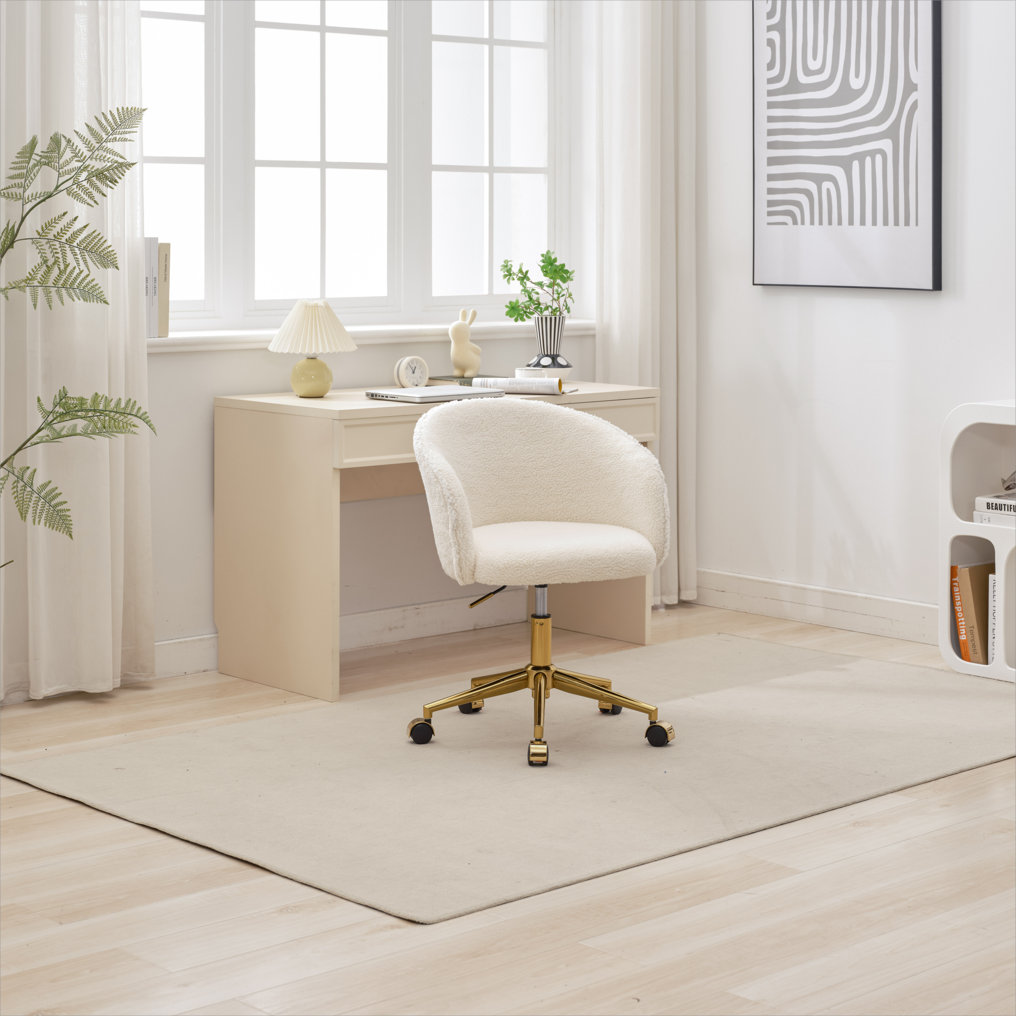 Hengming Golden foot office chair, modern armchair, height adjustable, rotary cosmetic chair, for bedroom,set of 1