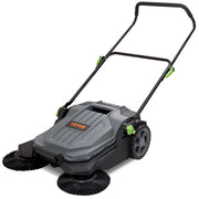 Walk-behind Hand Push Floor Sweeper, 25.6' Sweeping Width Floor Sweeper Manual Non-Electric, 5-Gallon Waste Container, Angle & Height Adjustable Folding Handle for Walkway, Yard, Garage, Patio