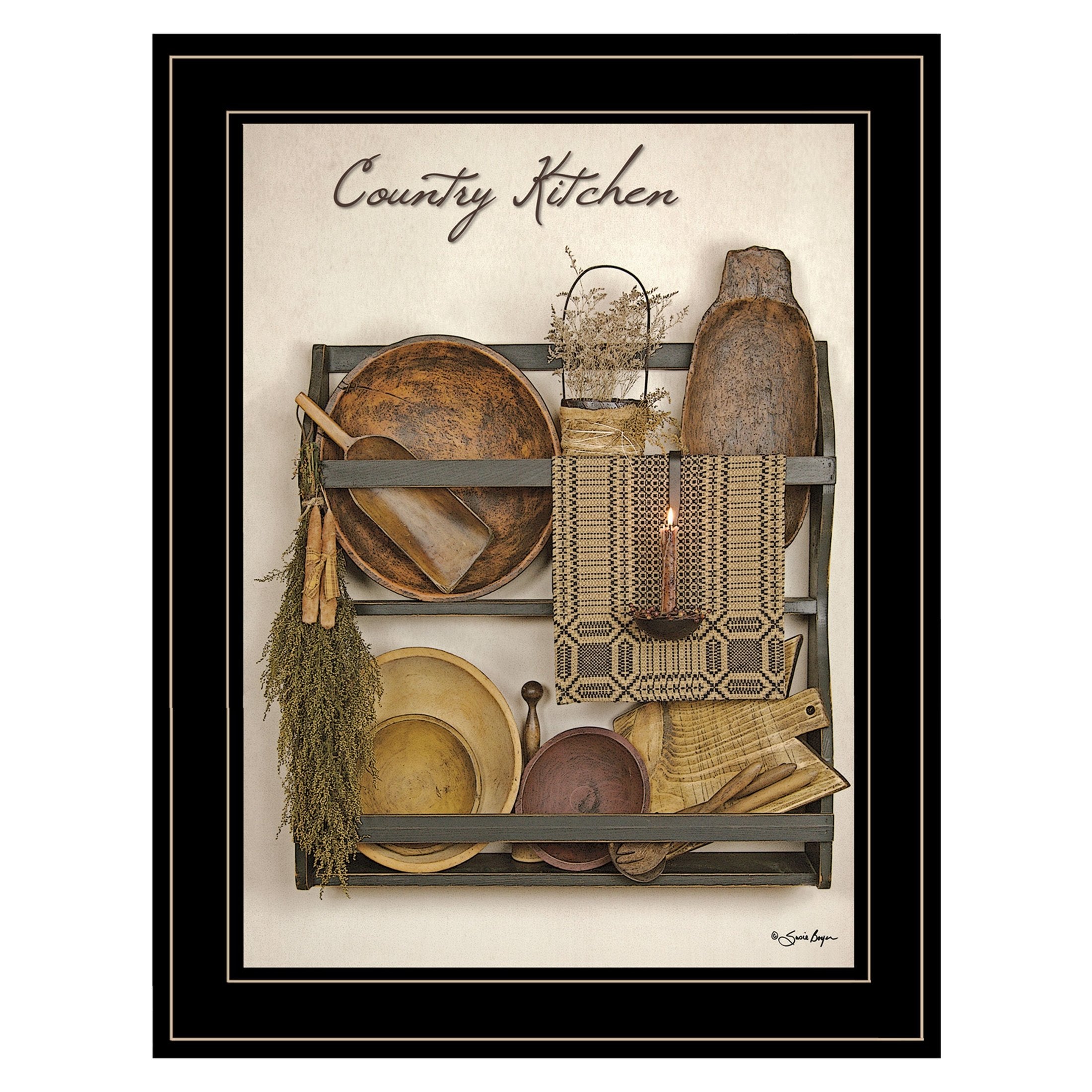 'Country Kitchen' By Susie Boyer, Ready to Hang Framed Print, Black Frame