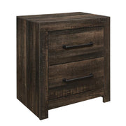 Modern Style Monica Dark Oak Nightstand with Spacious Drawers and Black Bar Handles