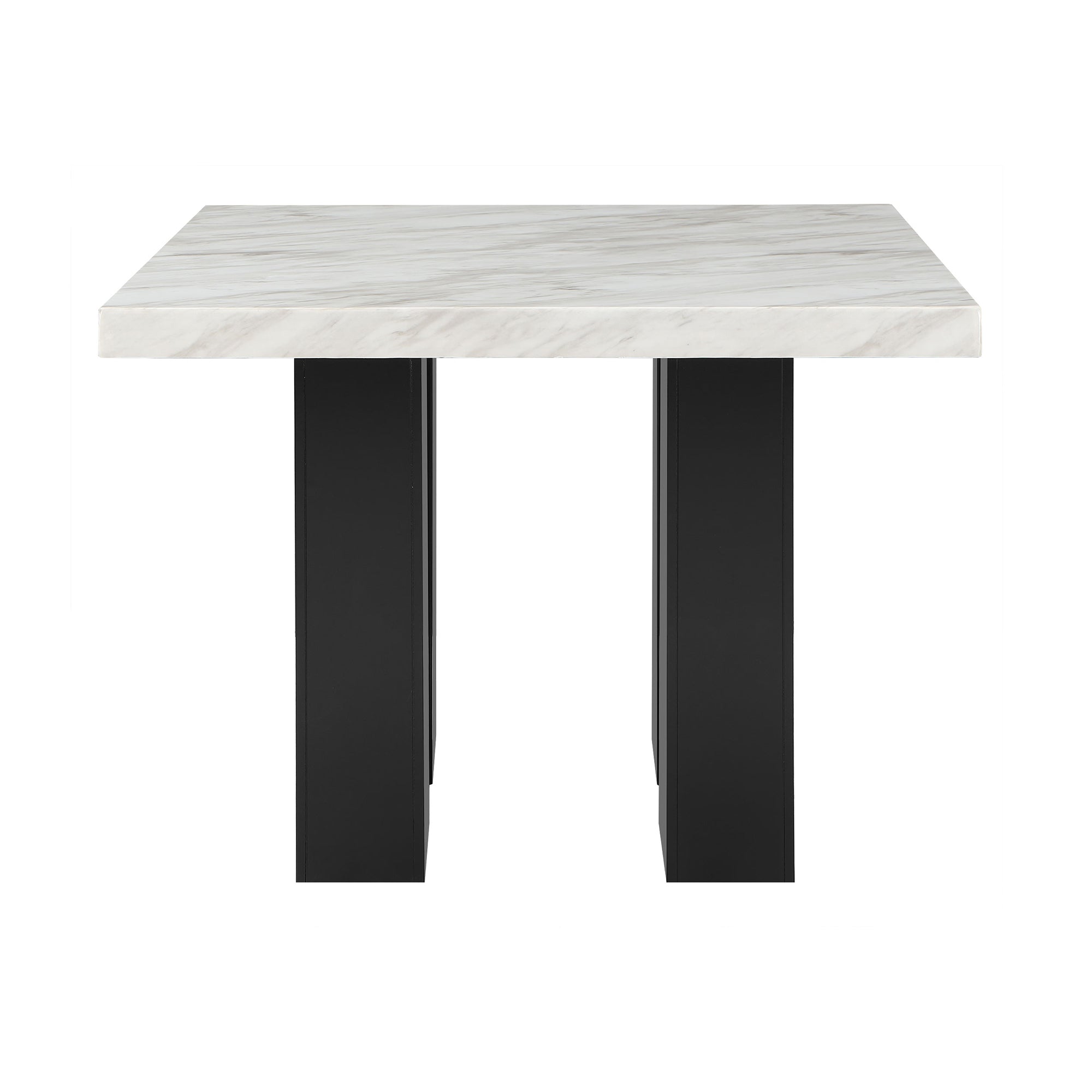 MIKHA Contemporary Bar Table and Stool Set with Faux Marble Top in White and Black Finish