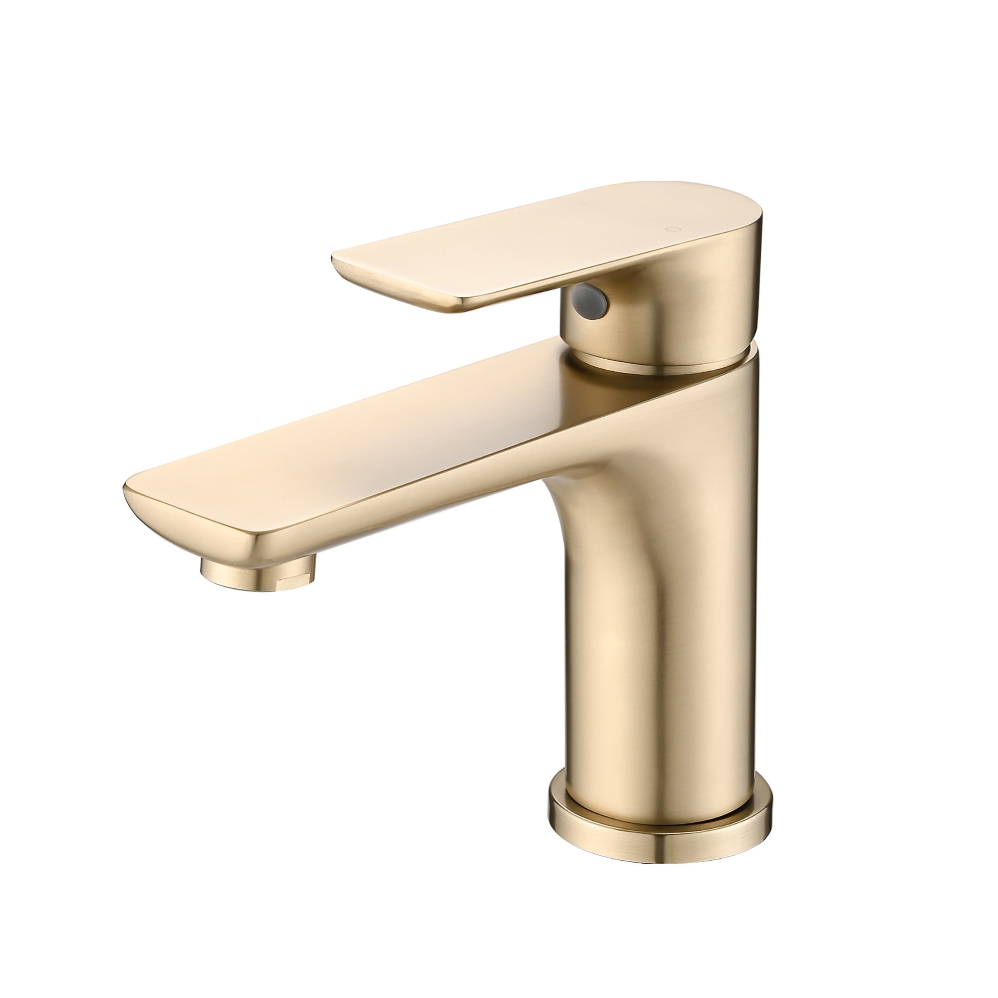 Modern Single Handle Lavatory Basin Sink Faucet with Aerated Stream in Brushed Gold, Durable Brass