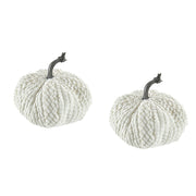 Set of 2, 8.7x8.5x6.7'H Chenille Weighted Pumpkin White, Pumpkin Ornament Decor for Holiday Harvest Festival Fall Festival & Thanksgiving