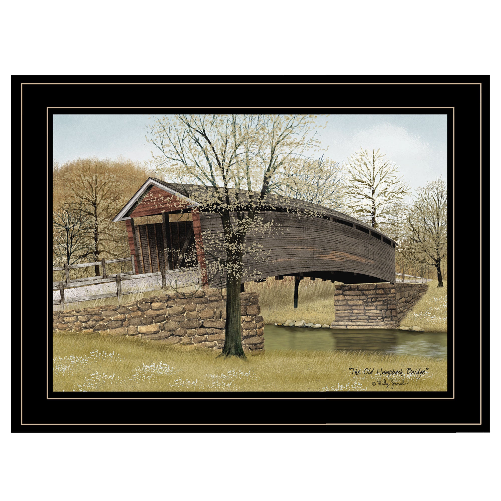'The Old Humpback Bridge' by Billy Jacobs, Ready to Hang Framed Print, Black Frame