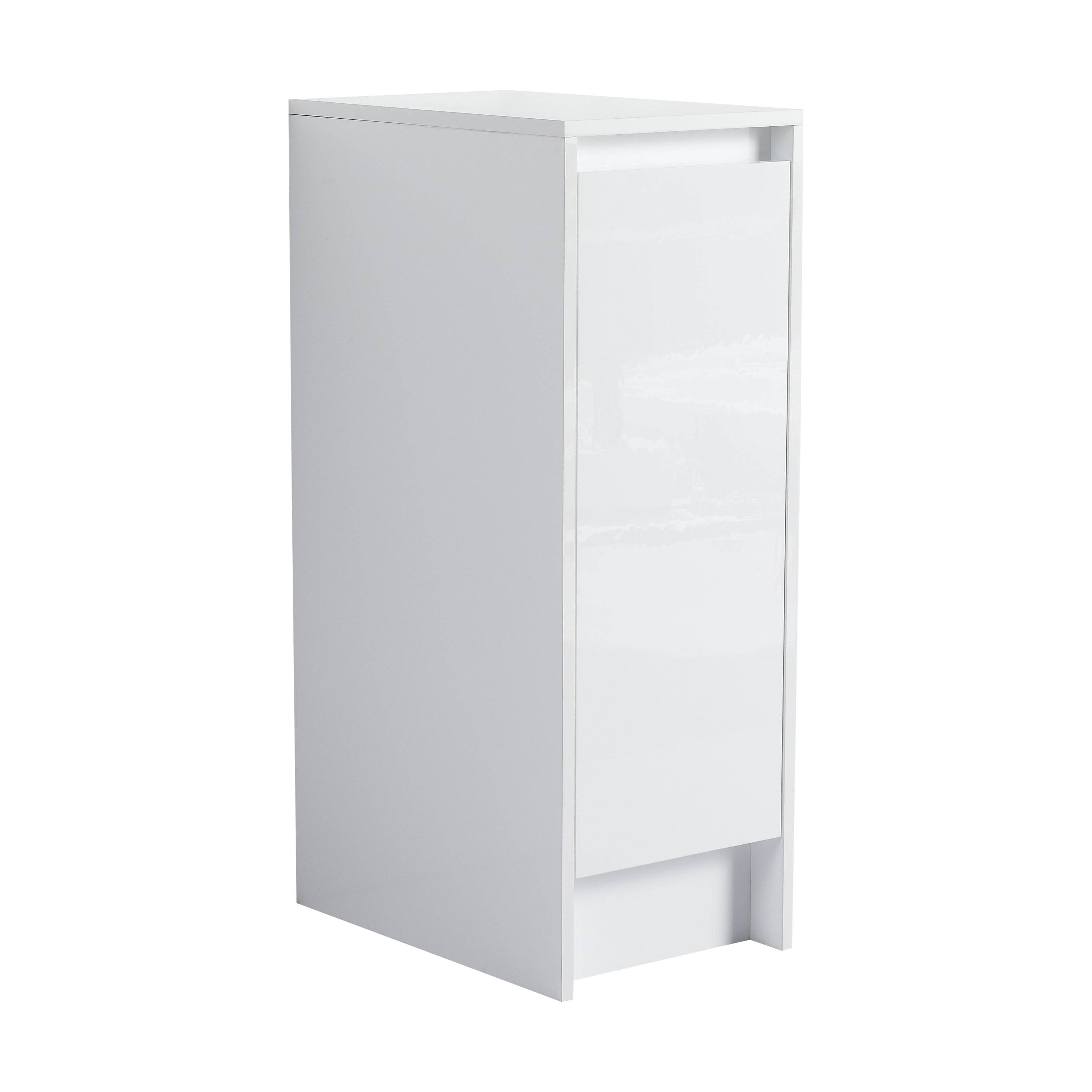 12' freestanding Bathroom Storage Cabinet, Soft Close Doors, Glossy White,(KD-Packing)