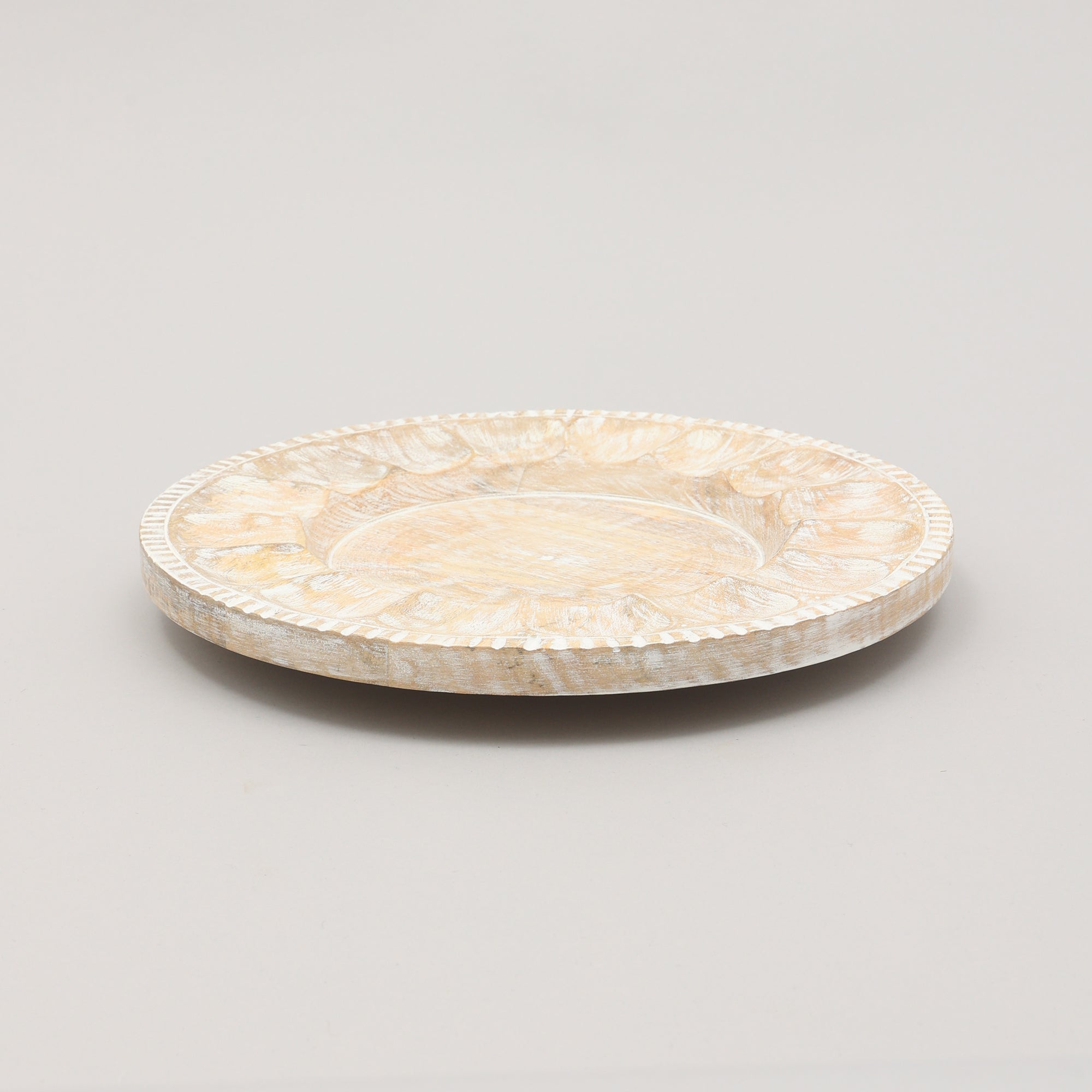 Handcrafted 13' Wood White Charger Plate| Wooden Dinning Placemat|Artisan Wood Tableware