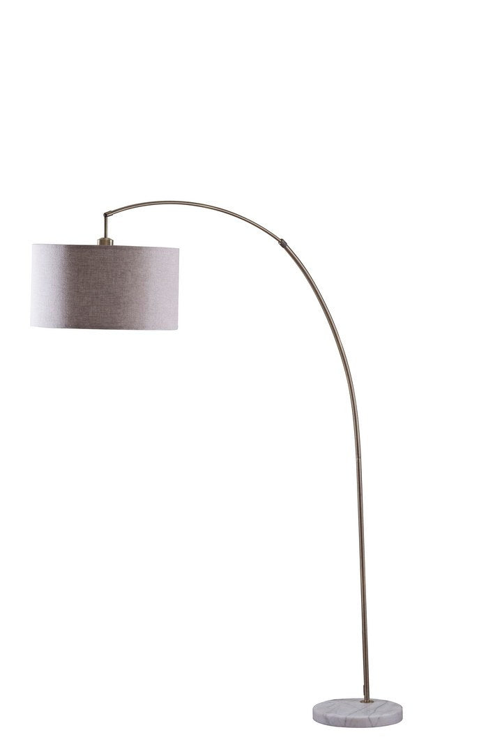 86' Tall Metal Floor Arc Lamp 'Bowery', Beige and Antique Gold