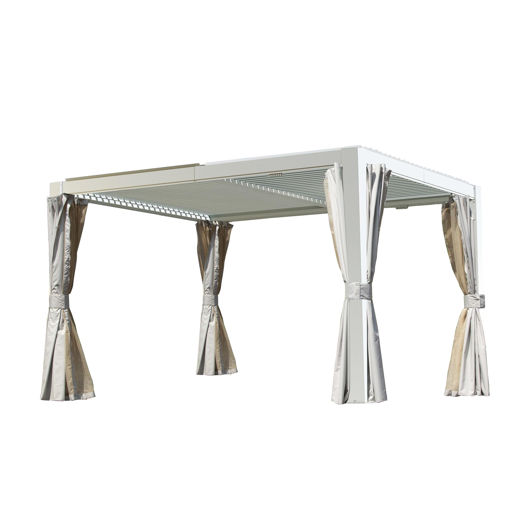 10x12 FT Outdoor Louvered Pergola with Adjustable Louvers-White