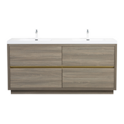 BATHIN 72' Freestanding Bathroom Vanity with Sink, Bathroom Storage Vanity Cabinet with Stone Resin Countertop and Soft Close Drawers, Ash Grey 24V14-72AG