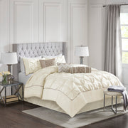 7 Piece Tufted Comforter Set Ivory Cal King