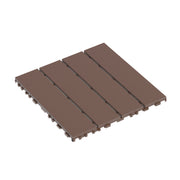 Plastic Interlocking Decking Tiles 44-Pack Waterproof All-Weather Brown Polypropylene 12x12 Inches