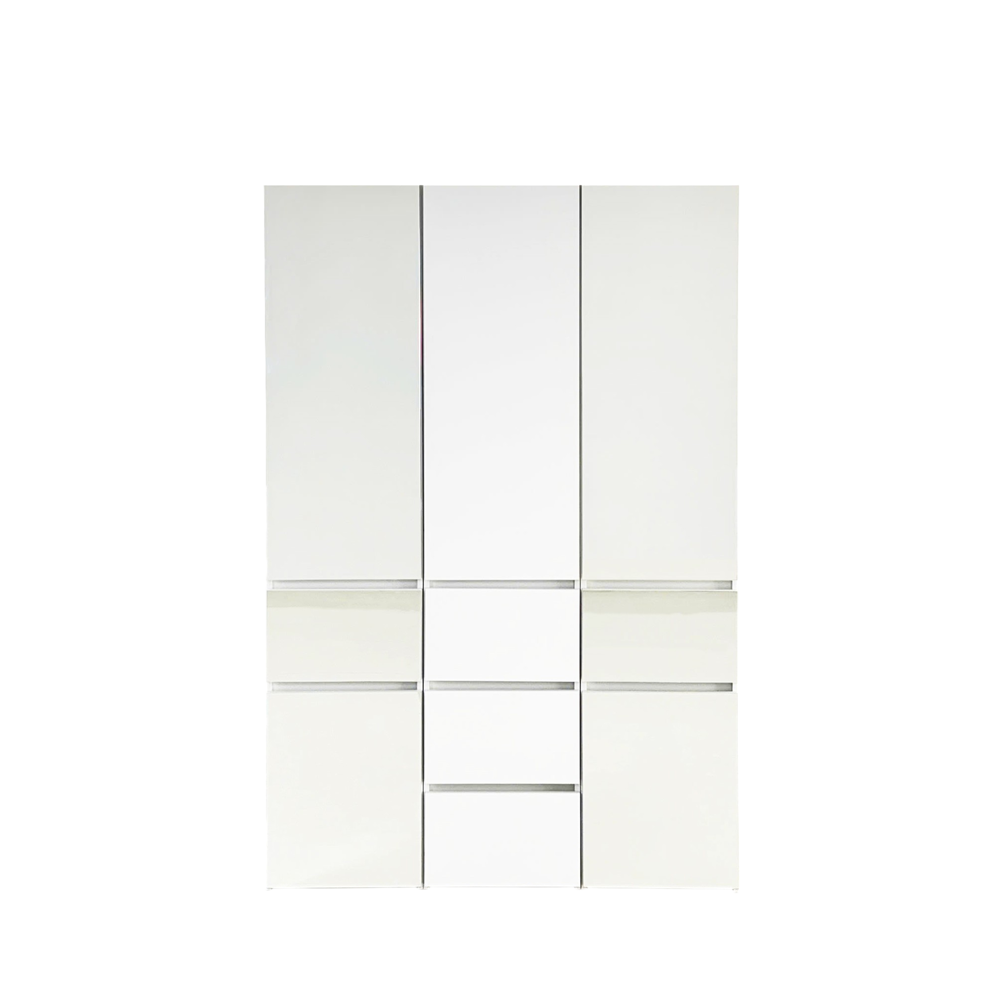 Elise Modular Wood Closet System with Mirror in White Finish, Versatile Storage Solution
