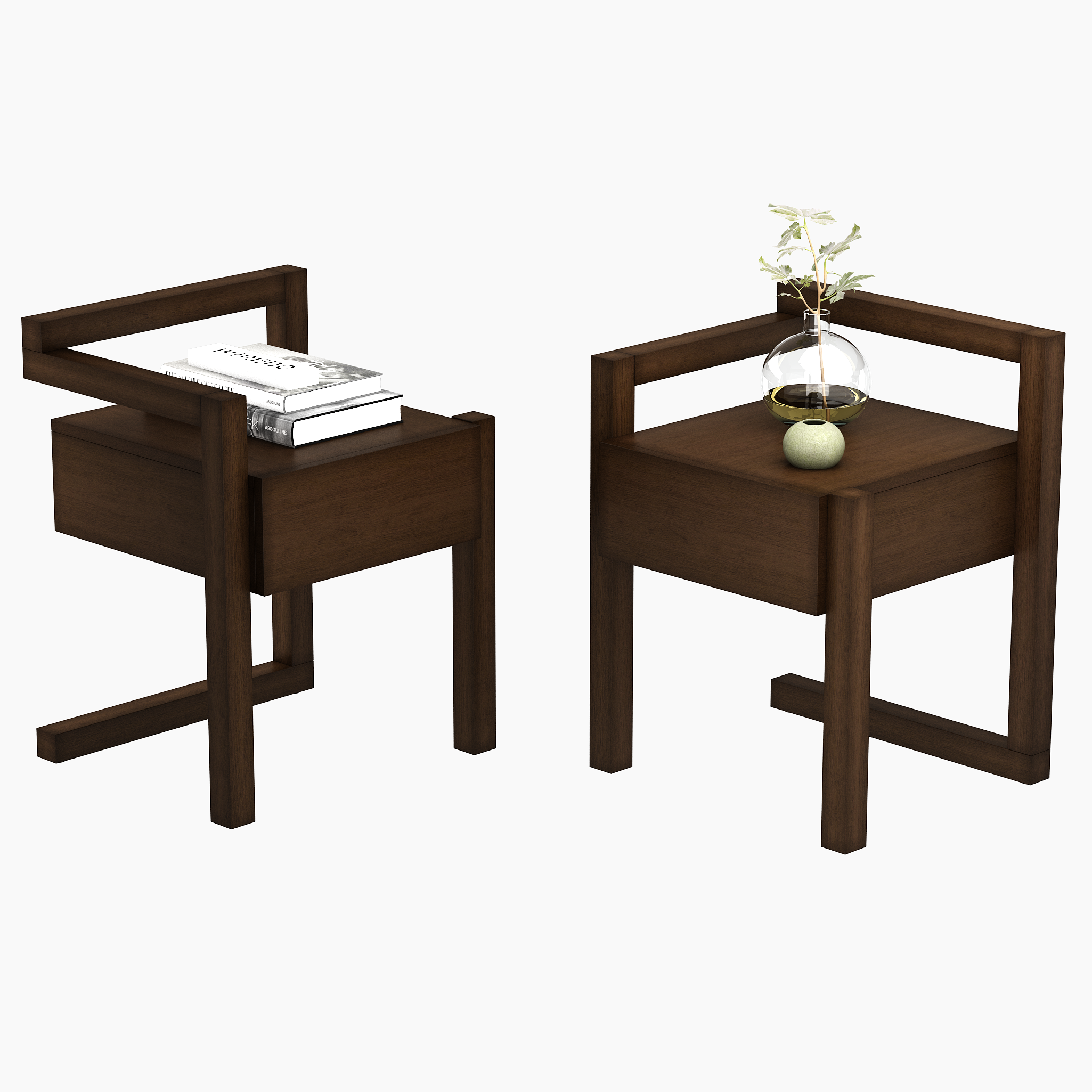 2-Tier Modern Minimalist End Table/Nightstand with Storage Drawer