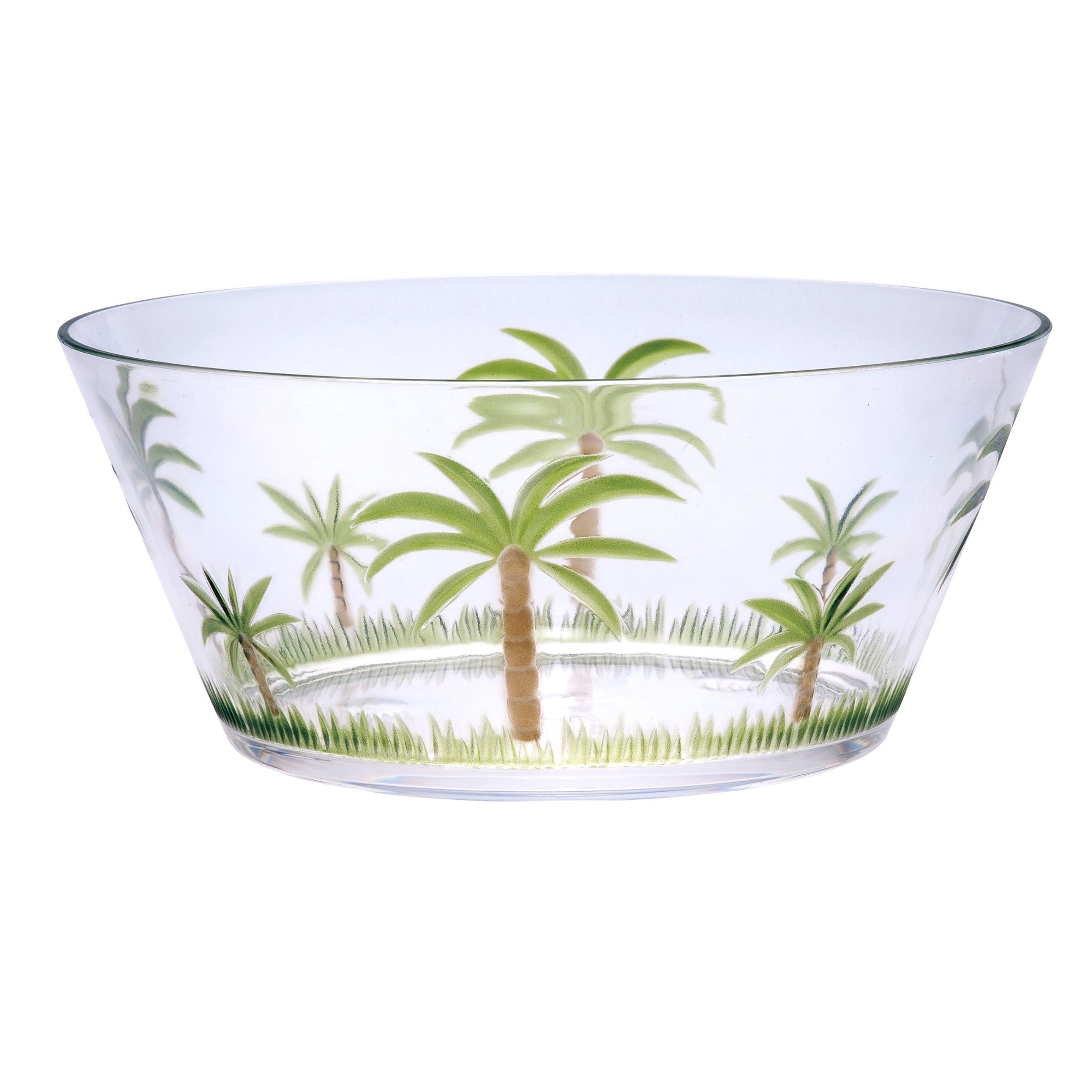 Palm Tree Acrylic Serving Bowls, Unbreakable Large Plastic Bowls, Clear, BPA Free, 10-Inch Diameter