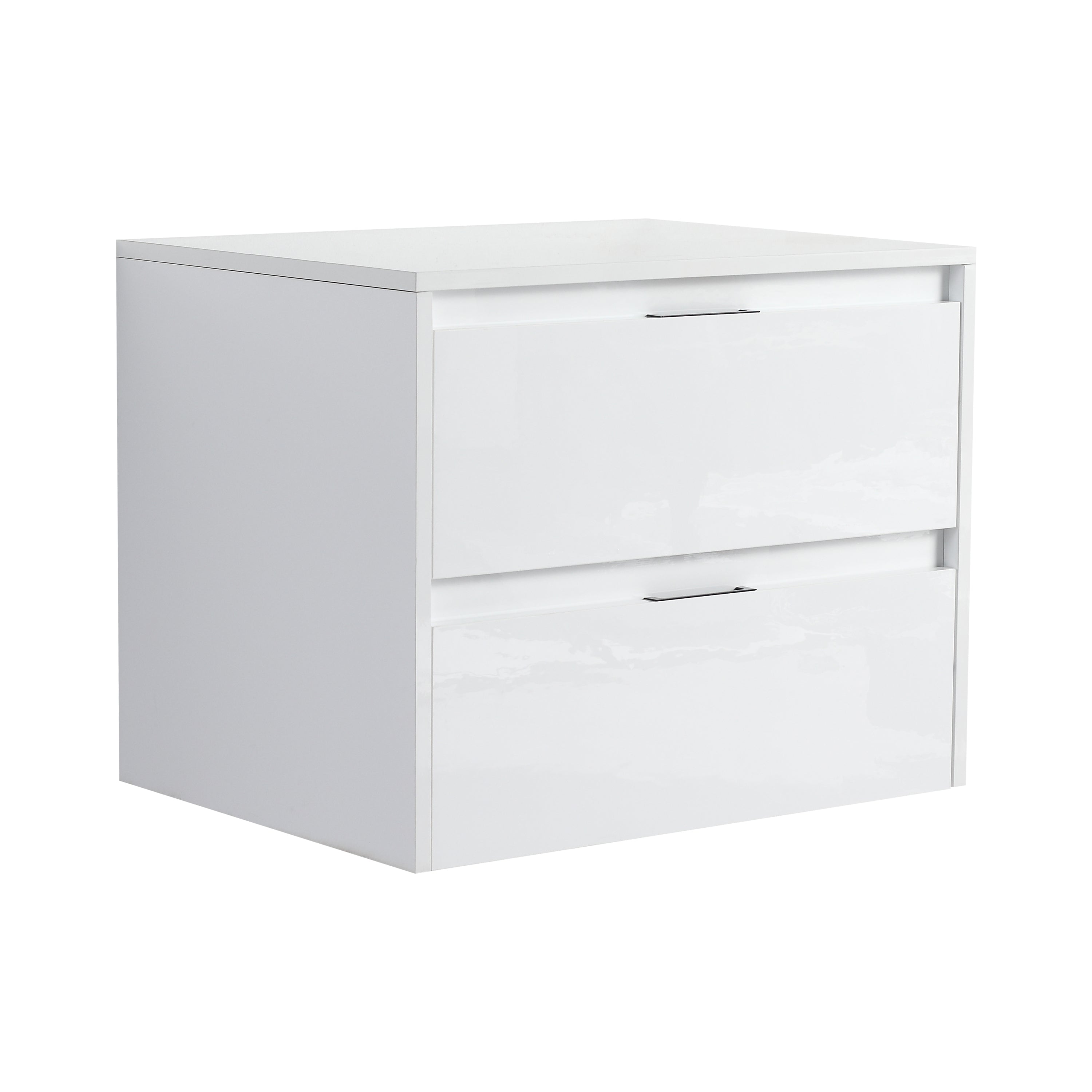 24' Bathroom Wall Cabinet, 2-Soft Close Drawer, Float Mounting Design, Glossy White,(KD-Packing)
