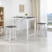 [3-Piece Counter Height Dining Set] Space-Saving Table with 2 Stools, Gray Wood Finish, Easy to Clean