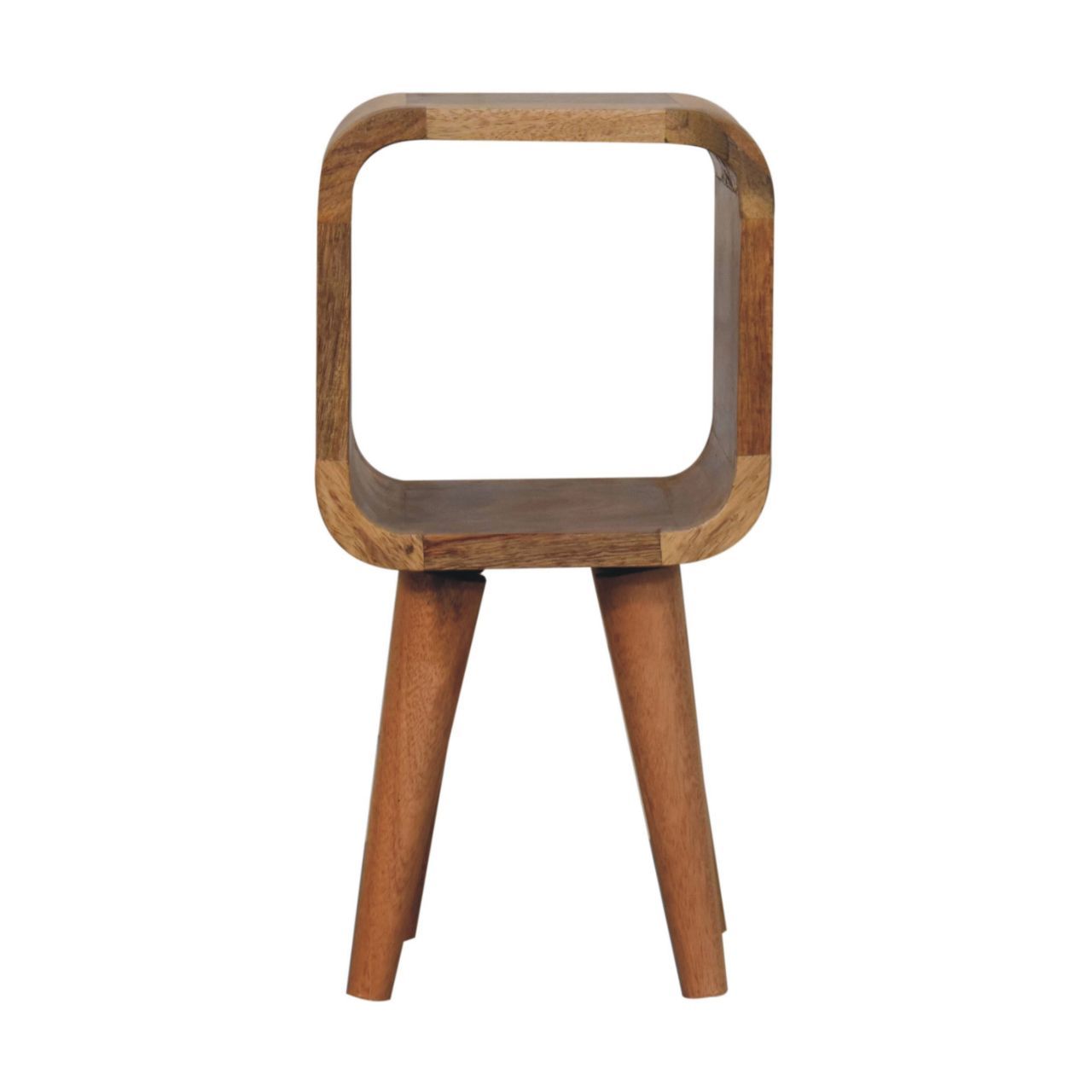 Solid Wood Extra Mini Minimalist Open Curved Oak-ish Bedside