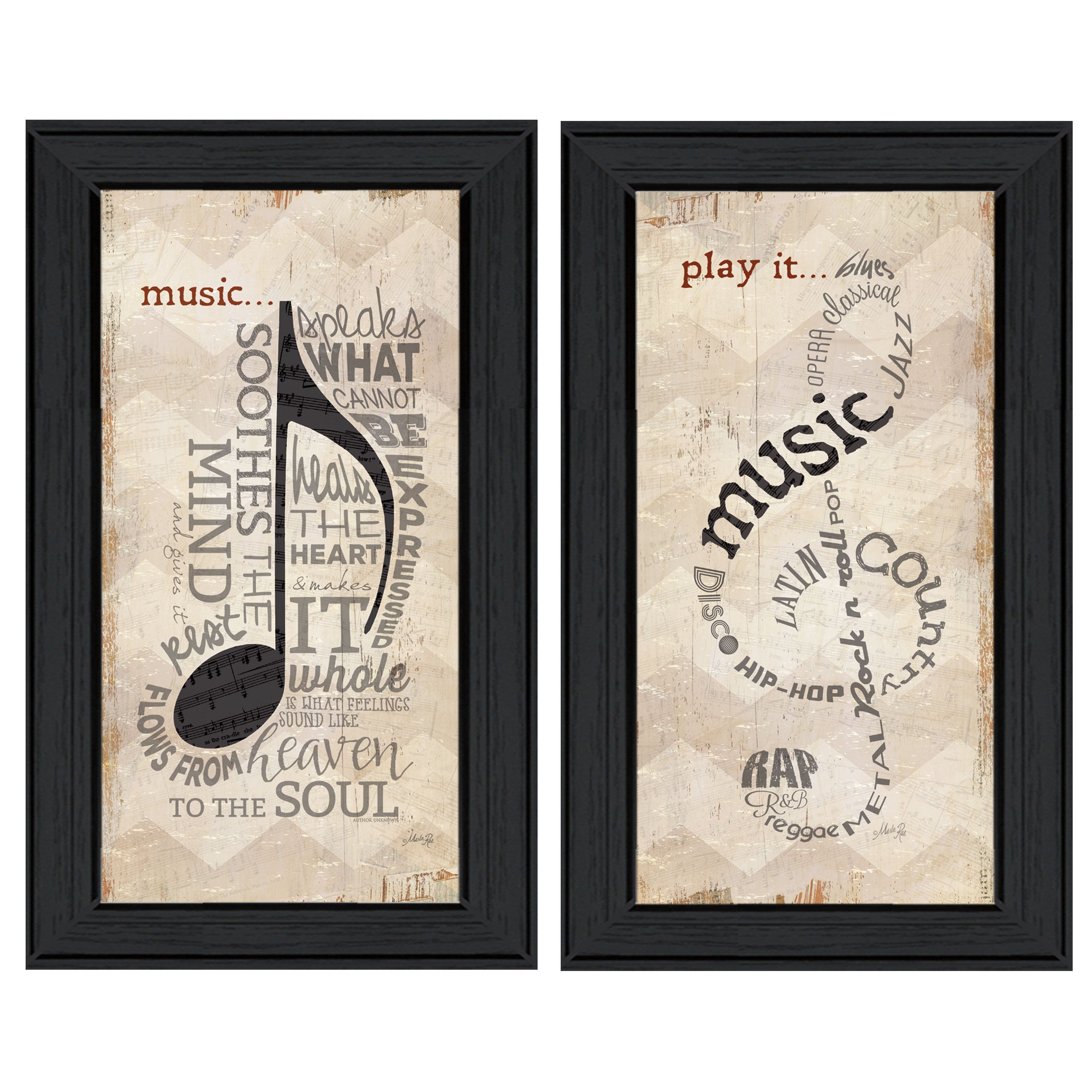 'Music Collection' 2-Piece Vignette By Marla Rae, Black Frame