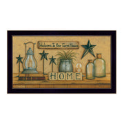 'Welcome to Our Farm House' By Mary June, Printed Wall Art, Ready To Hang Framed Poster, Black Frame