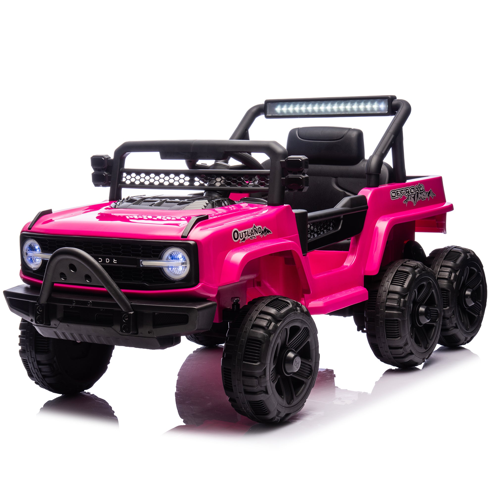 12V Kids Ride On 6-Wheel electric truck car W/Parents Control ,Six-Wheel Suspension,Four motors,Power display,Searchlight,LED Lights,Music&Bluetooth,USB,MP3&Microphone Ports,Slow start For Kids 3-5