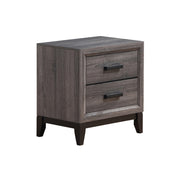 Modern Mirage Grey Nightstand with 2 Drawers in Rubber Wood and Black Hardware