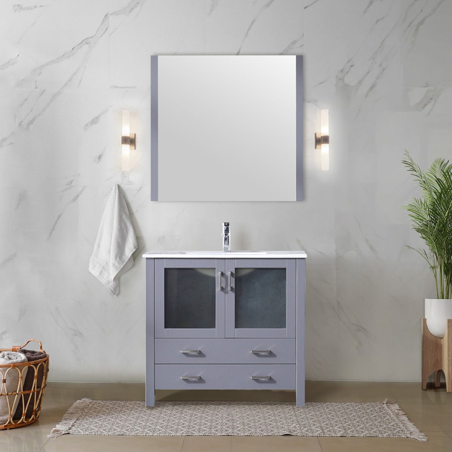 Dark Grey Bath Vanity 36 in. W x 18.25 in. D