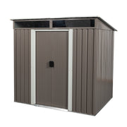 Outdoor 6ft x 5ft Metal Storage Shed with Transparent Endurance Plate and Sliding Doors in Grey
