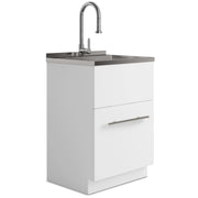 Metro - 24' Laundry Cabinet with Faucet and Stainless Steel Sink - White