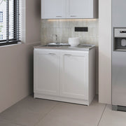 FM FURNITURE Haivana Utility Sink Base Cabinet with Double Doors and Interior Shelf, White