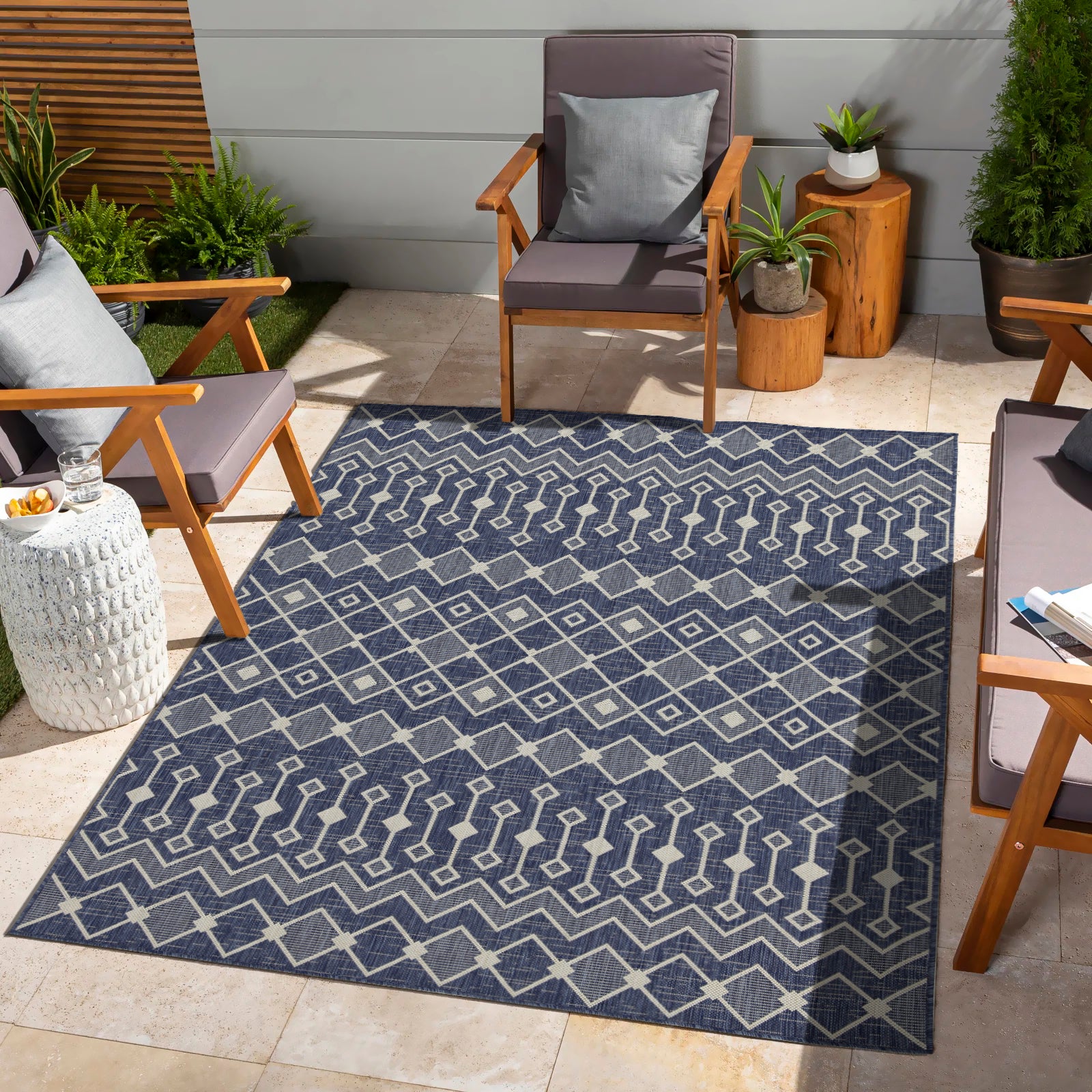Sunshine GC_HAR2019 Blue 7 ft. 10 in. x 10 ft. 3 in. Indoor/Outdoor Area Rug