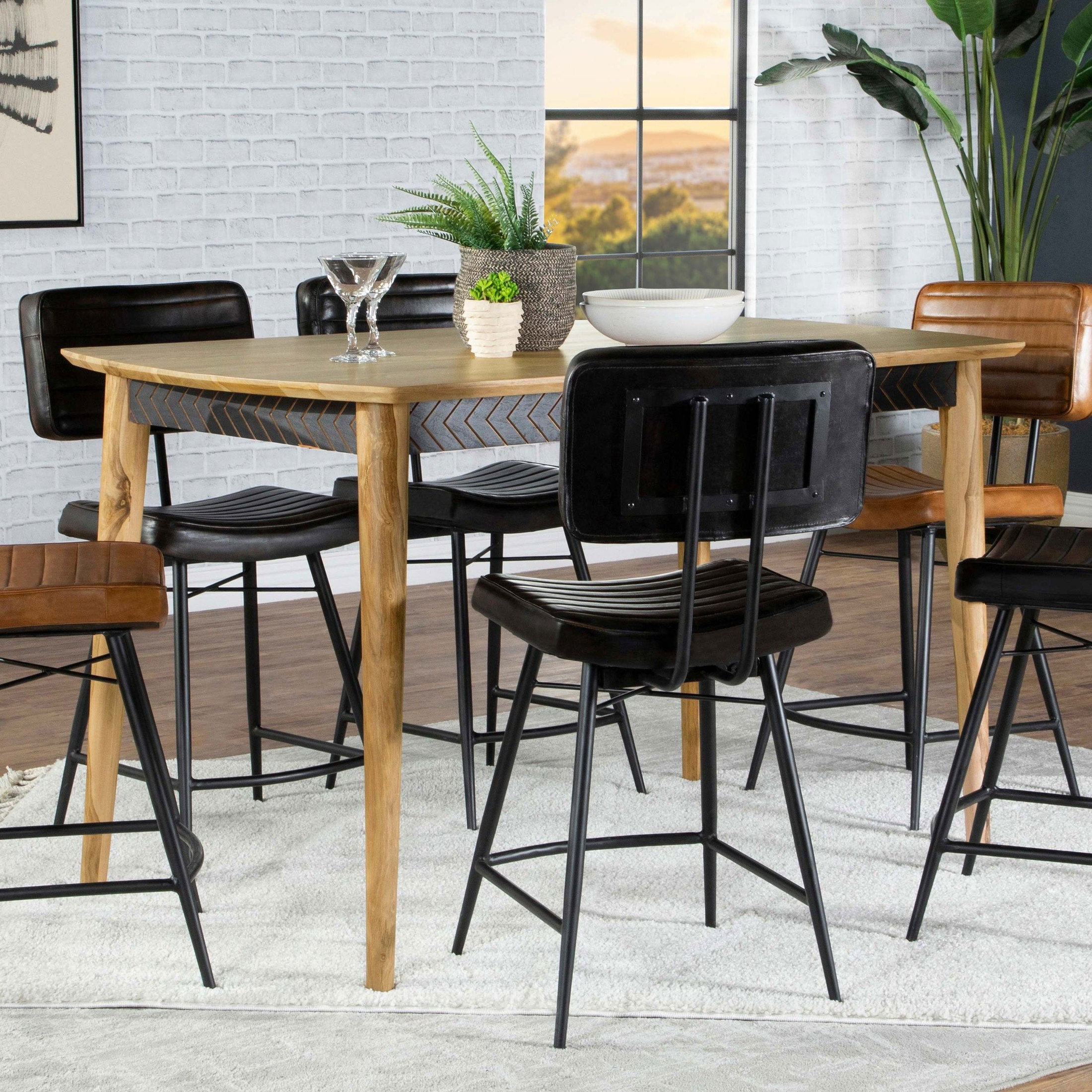 Memmel Natural Sheesham and Black Counter Height Table