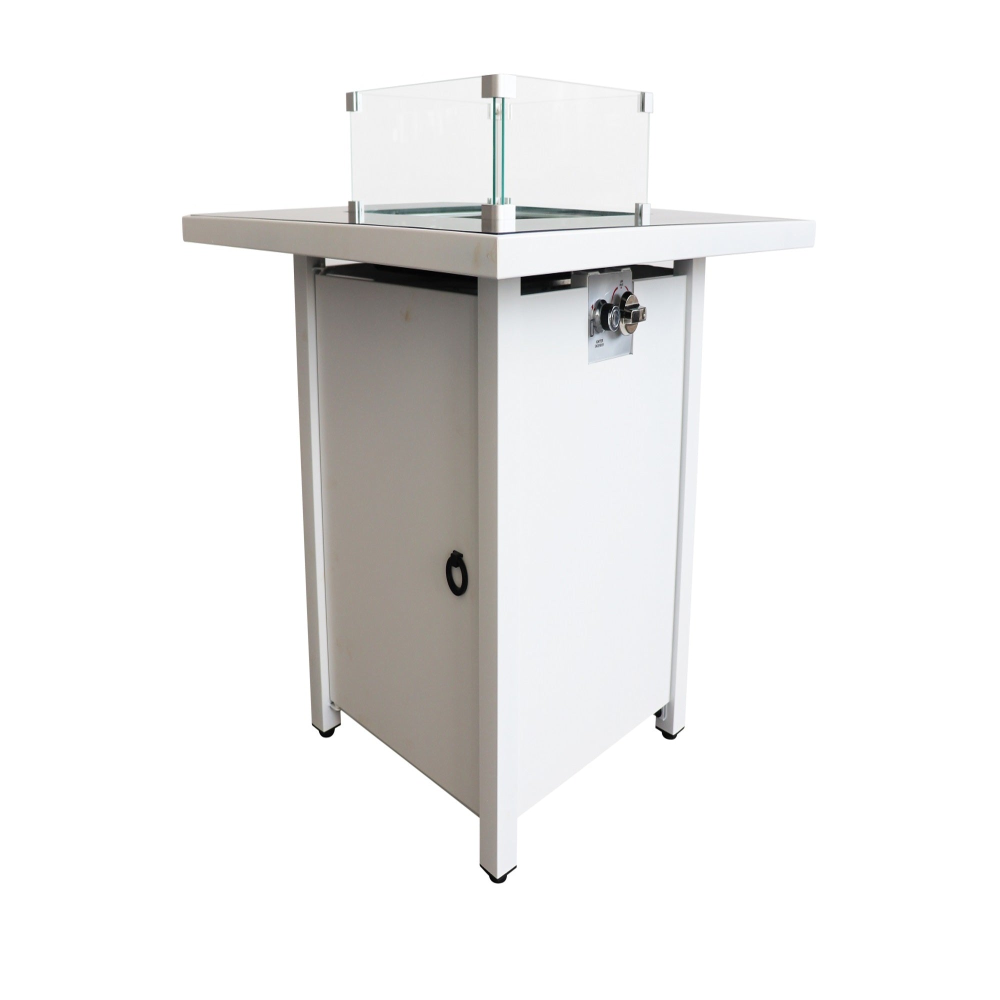 Contempo 30 Inch White Steel Propane/Natural Gas Firepit Table with Push-Button Ignition