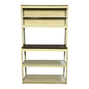39.37' White and Rustic Brown color 5-Tier Bakers Rack for Kitchen with Storage, Coffee Bar, Kitchen Shelves,  Microwave Stand