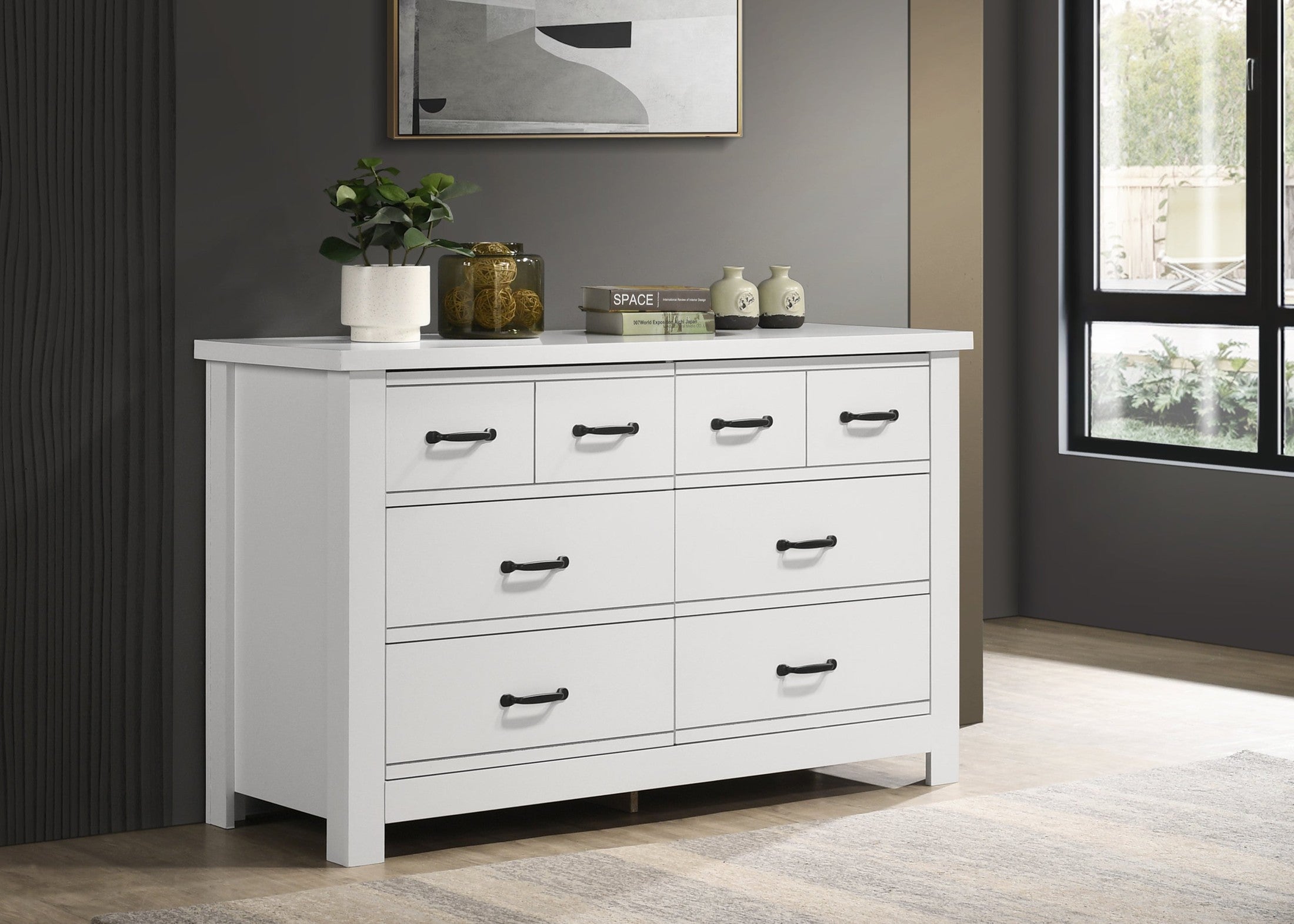 Cassini 51' White 6-Drawer Dresser