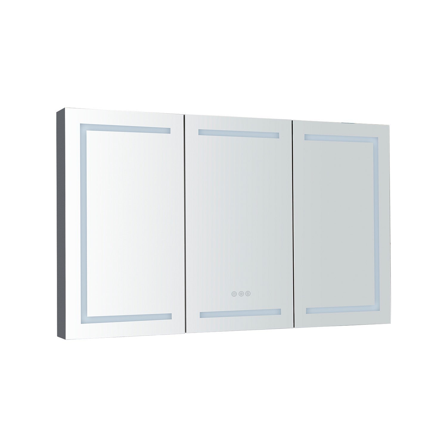 60 x 36 inch LED Lighted Bathroom Medicine Cabinet with Mirror,  Sockets and Adjustable Glass Shelves, Dimmable, Anti-Fog