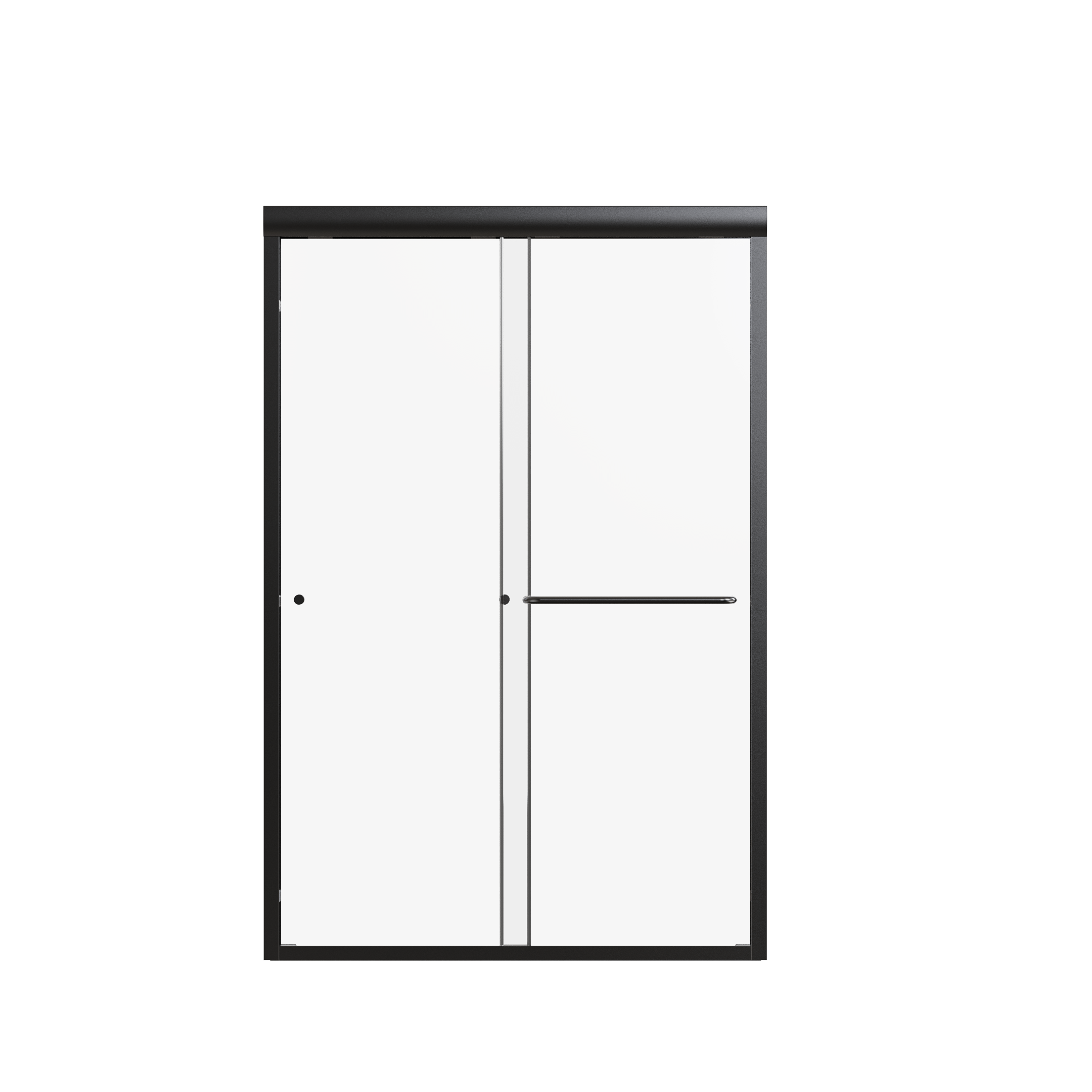 Matte Black Semi-Frameless Double Sliding Shower Door with Tempered Glass, 44'-48'W x 72'H