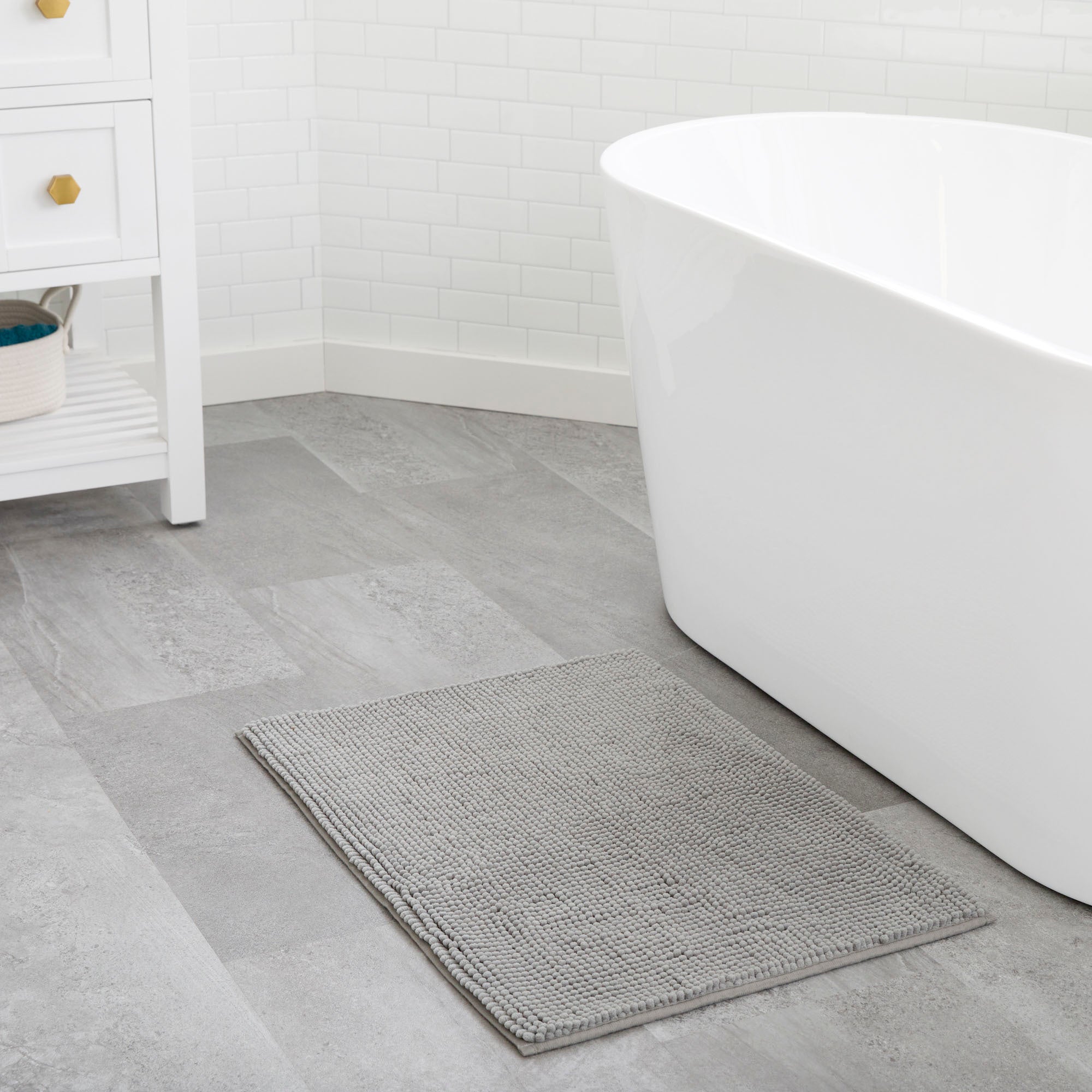 Linenspa Chenille Bath Mat, 20x30, Dark Gray