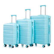HIFINE TOURIST 20'/24'/28' 3 pcs/set in ABS Spinner Wheel Luggage, Carry on Suitcase, Matching Color, Combination Lock (Blue)