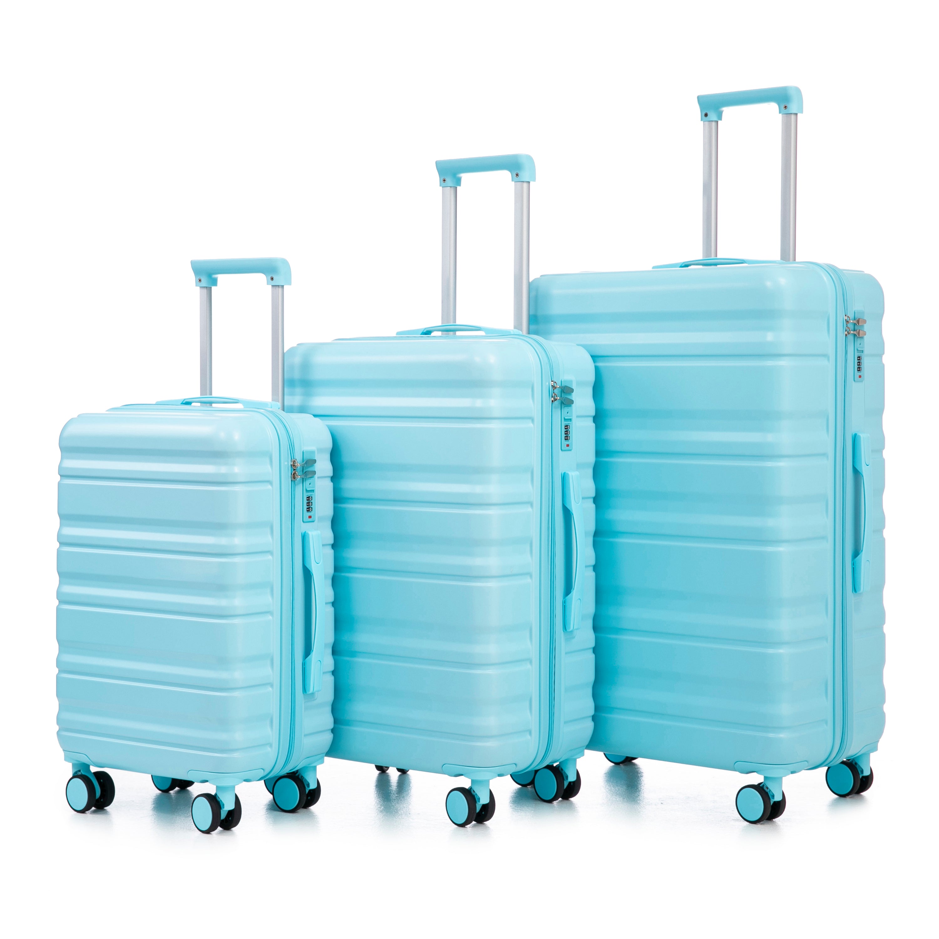 HIFINE TOURIST 20'/24'/28' 3 pcs/set in ABS Spinner Wheel Luggage, Carry on Suitcase, Matching Color, Combination Lock (Blue)