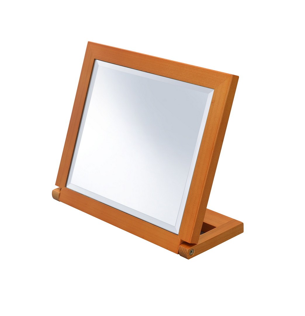 8' Tall Polyresin adjustable Make-Up Mirror, Walnut finish
