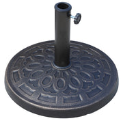 17' 26 lbs Round Resin Umbrella Base Stand Market Parasol Holder with Beautiful Decorative Pattern & Easy Setup, for Φ1.5', Φ1.89' Pole, for Lawn, Deck, Backyard, Garden, Bronze