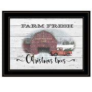 'Farm Fresh Christmas Trees' By Billy Jacobs, Ready to Hang Framed Print, Black Frame