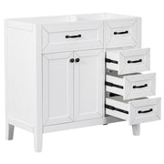 36' Bathroom Vanity without Sink, Cabinet Base Only, Bathroom Cabinet with Drawers, Solid Frame and MDF Board, White
