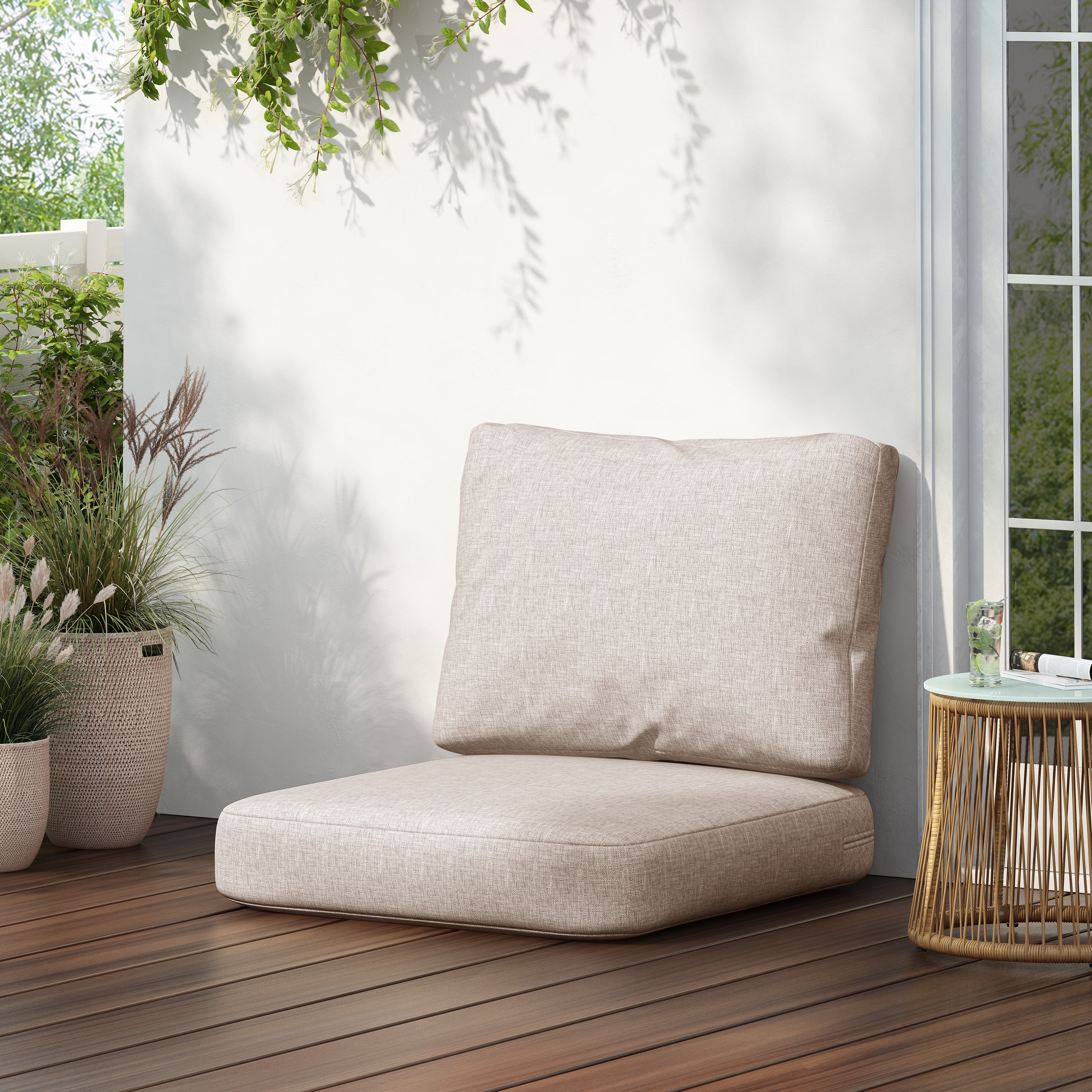 Noah Outdoor Club Chair Cushion Set, Seat Cushion and Back Cushion, Beige