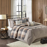 7 Piece Herringbone Comforter Set Neutral Cal King