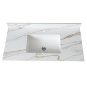 43 Inch Carrara White Marble Vanity Top with Undermount Sink and Backsplash,  Sintered Stone