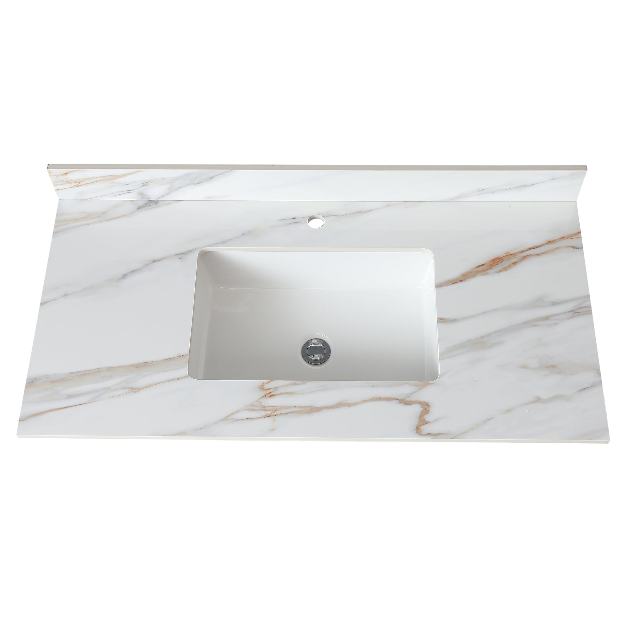 43 Inch Carrara White Marble Vanity Top with Undermount Sink and Backsplash,  Sintered Stone